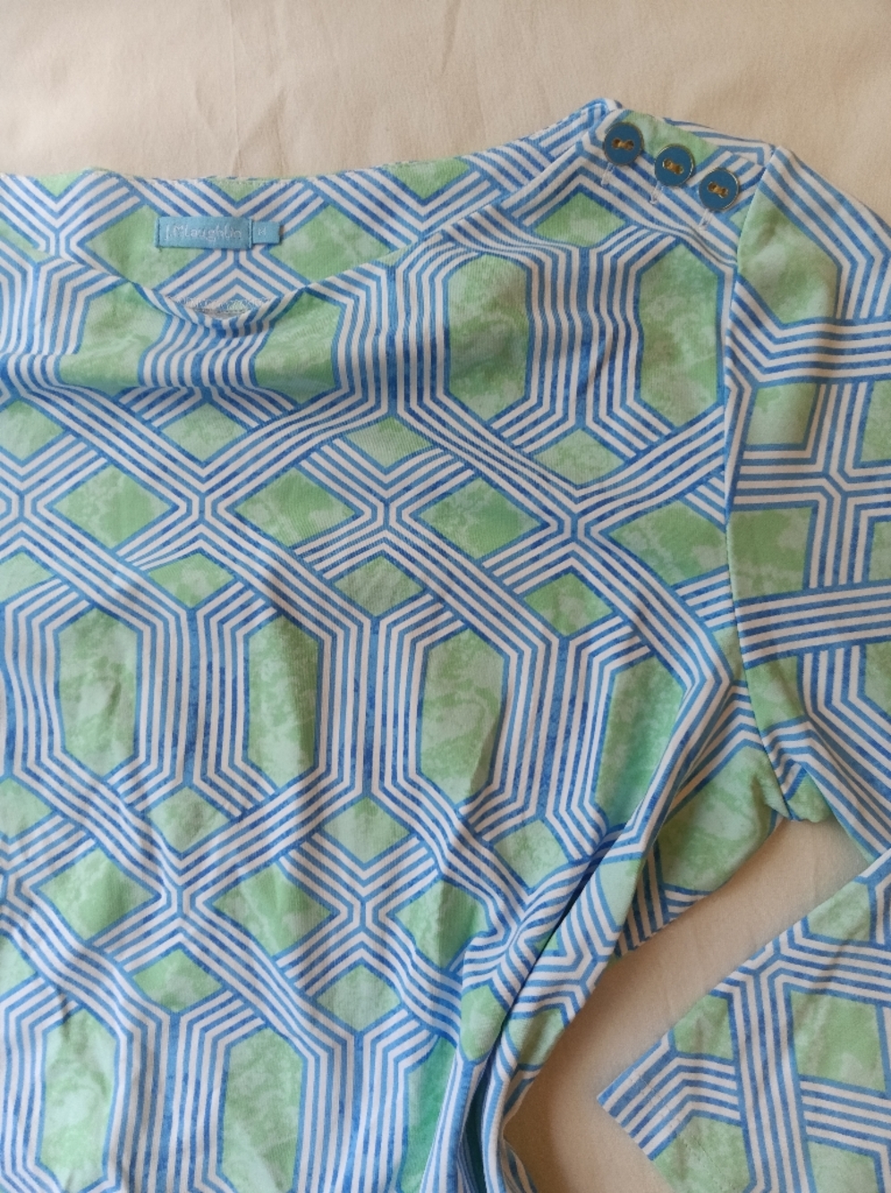 J. McLaughlin 2 Top Bundle Blue/Green Geometric Print - Picture 5 of 7